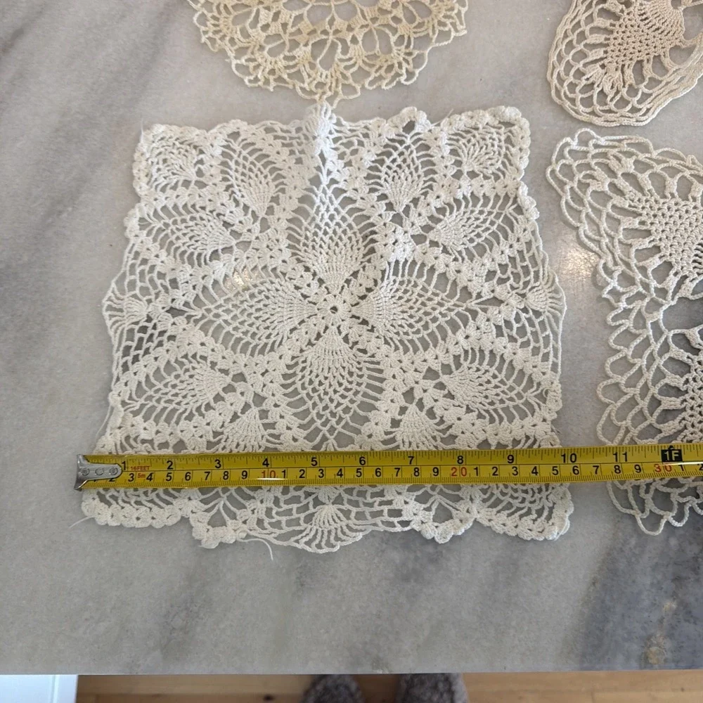 Set Of 4 vintage hand crocheted doilies